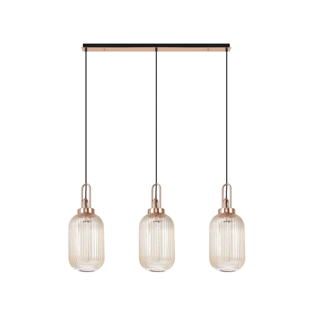 NLK06039 Amsterdam 3 Light Linear Pendant Copper Matt Black