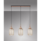 NLK06039 Amsterdam 3 Light Linear Pendant Copper Matt Black