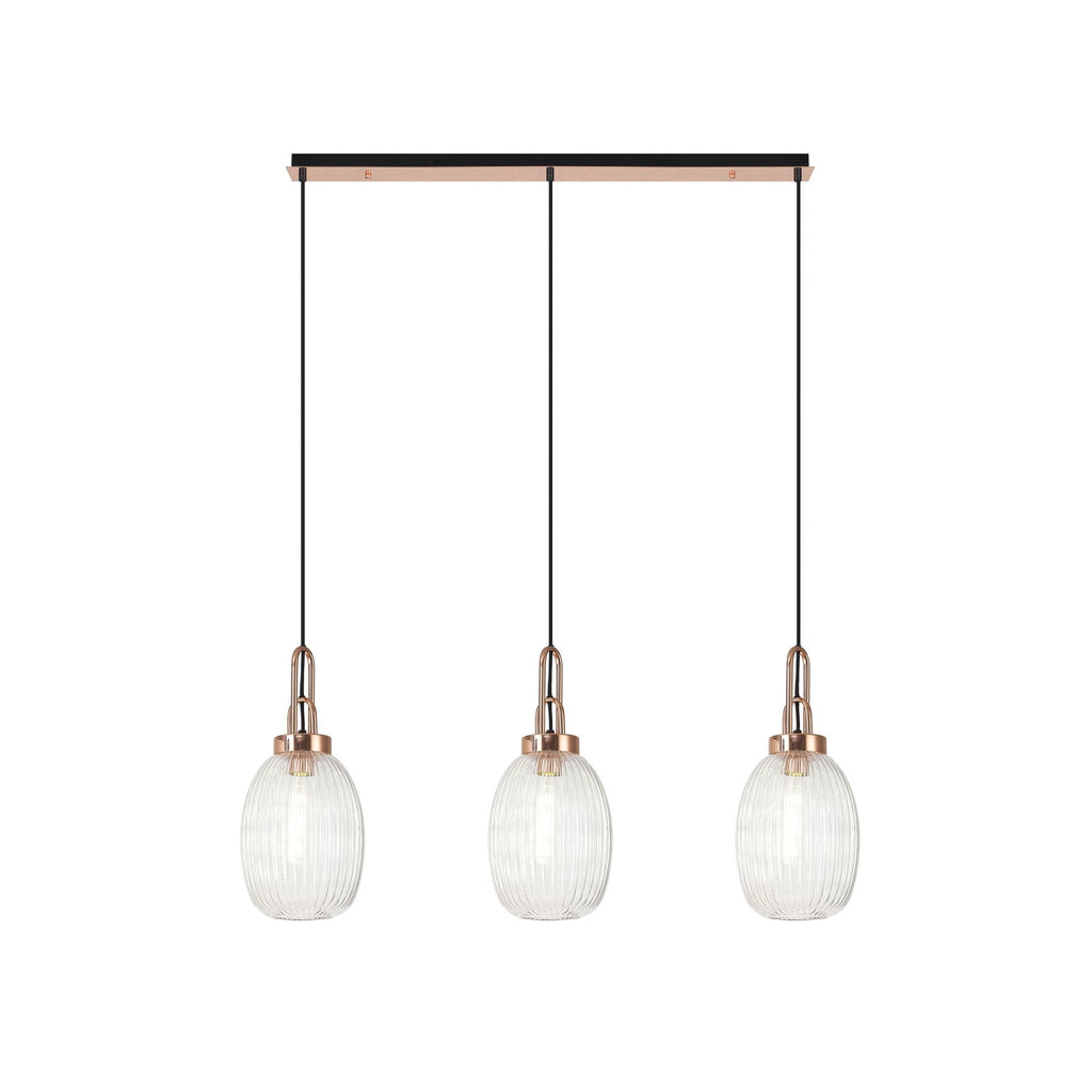 NLK06049 Amsterdam 3 Light Linear Pendant Copper Matt Black