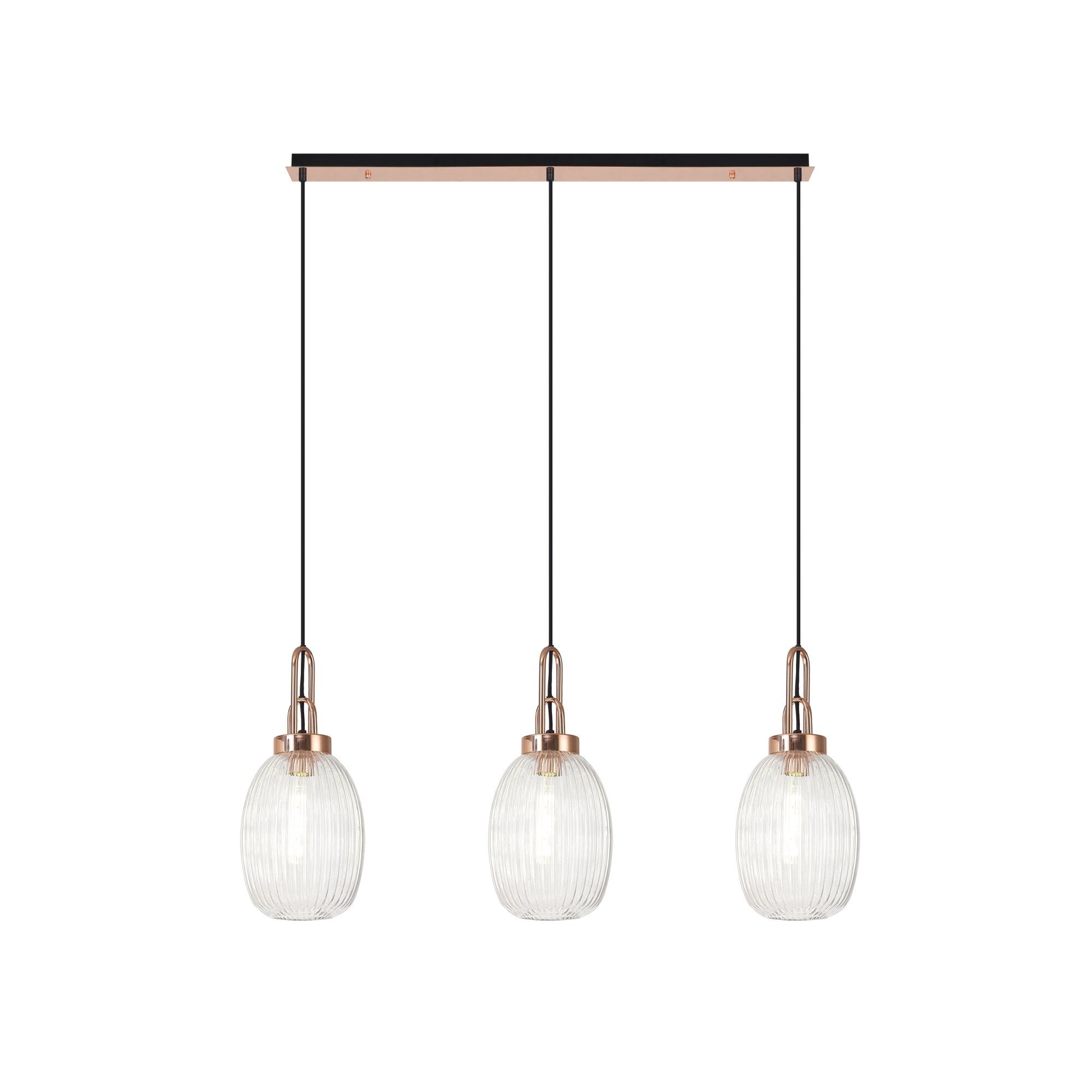 NLK06049 Amsterdam 3 Light Linear Pendant Copper Matt Black