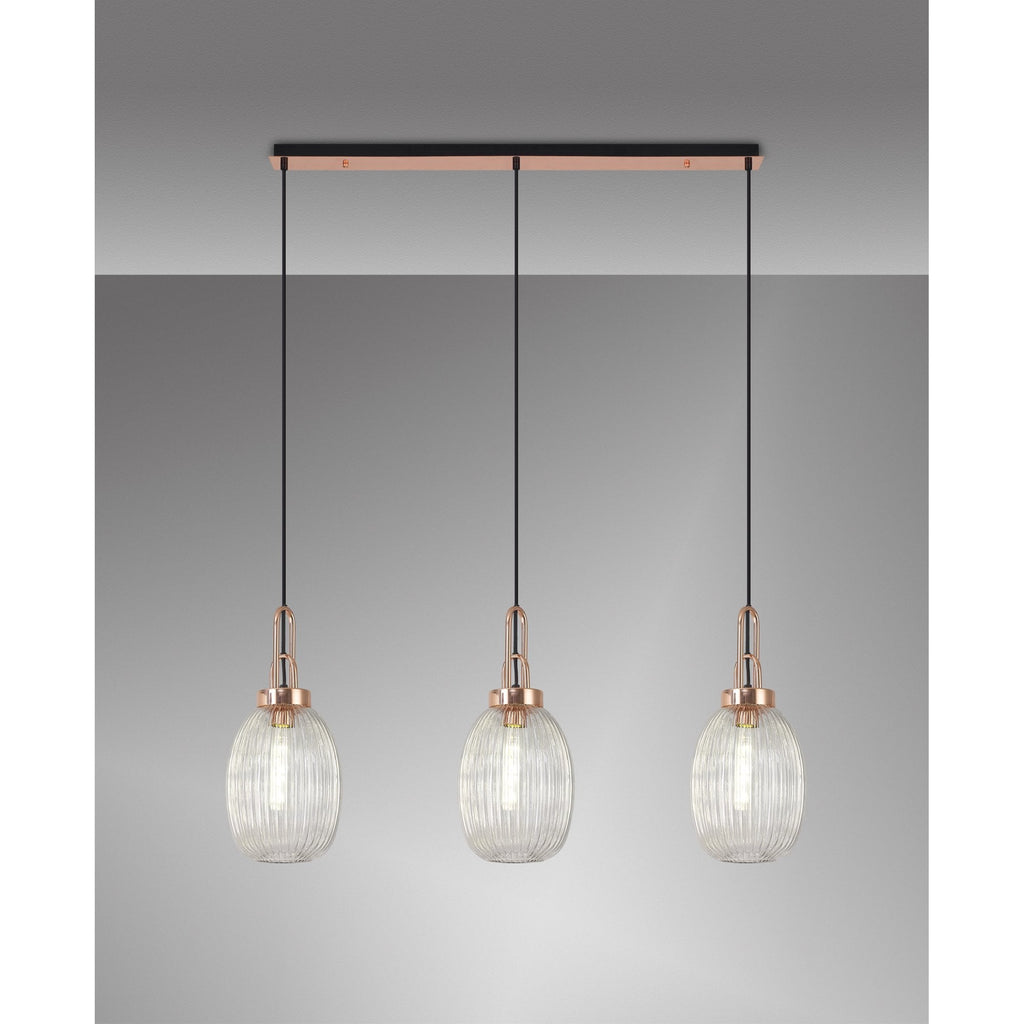 NLK06049 Amsterdam 3 Light Linear Pendant Copper Matt Black