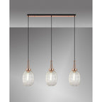 NLK06049 Amsterdam 3 Light Linear Pendant Copper Matt Black