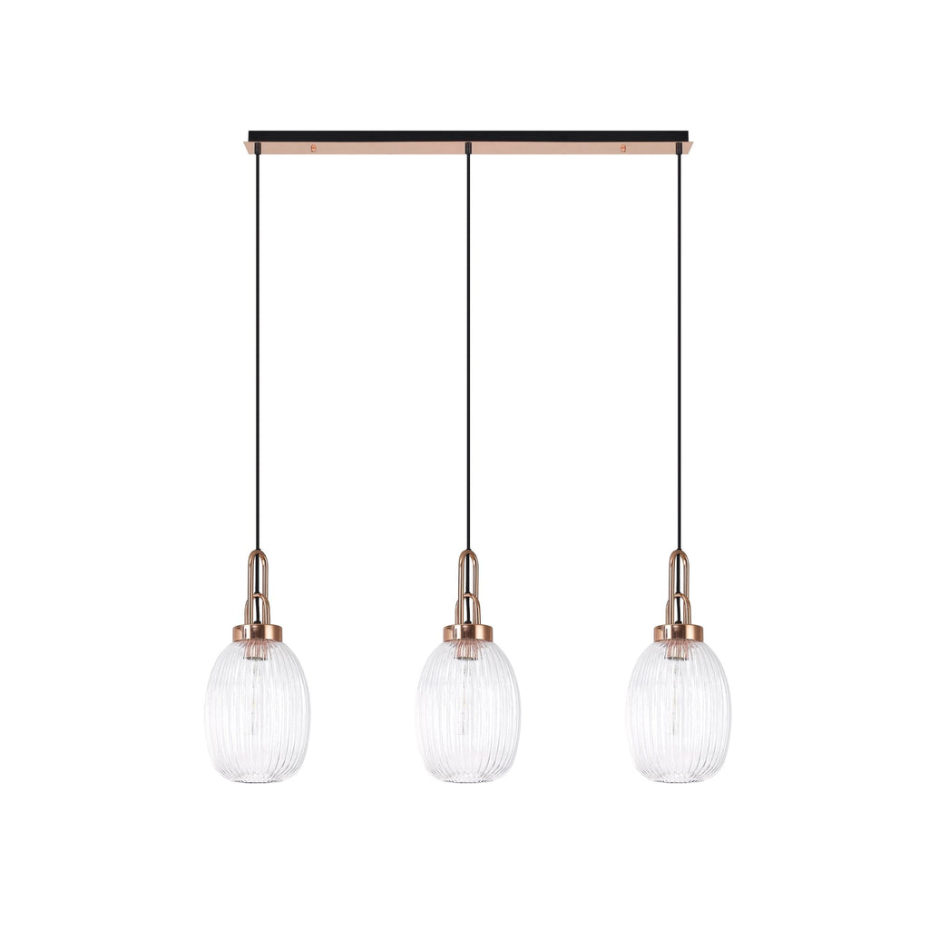 NLK06049 Amsterdam 3 Light Linear Pendant Copper Matt Black
