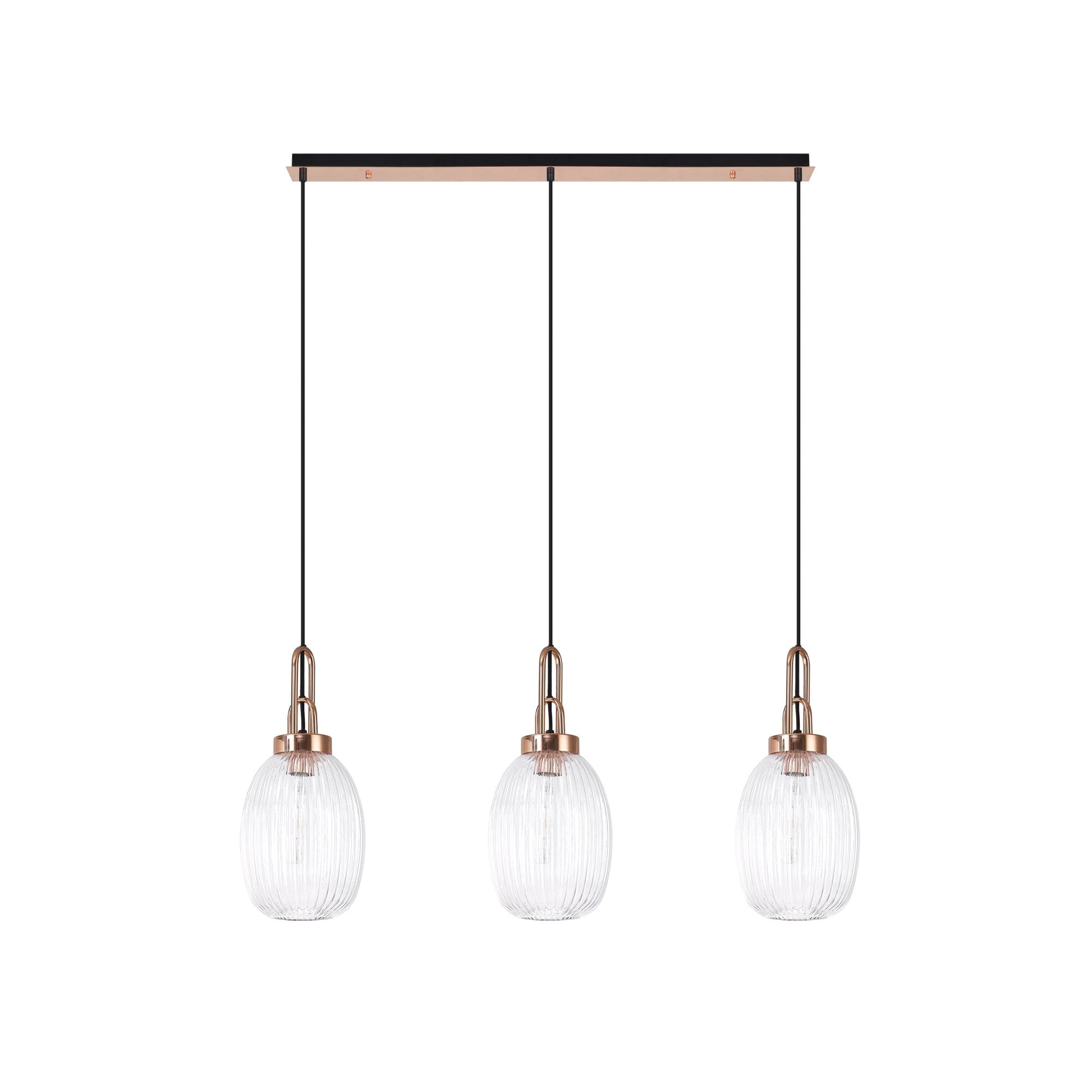 NLK06049 Amsterdam 3 Light Linear Pendant Copper Matt Black