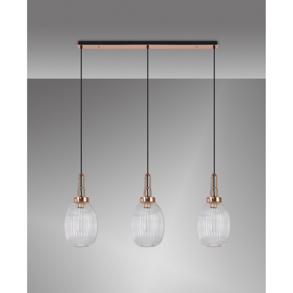 NLK06049 Amsterdam 3 Light Linear Pendant Copper Matt Black