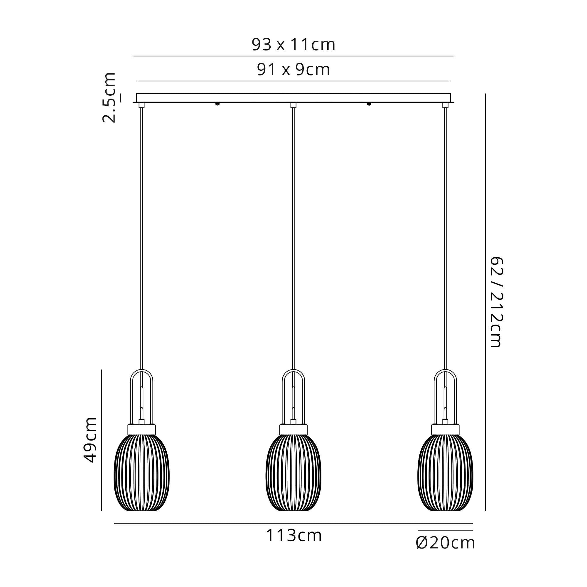 NLK06059 Amsterdam 3 Light Linear Pendant Copper Matt Black