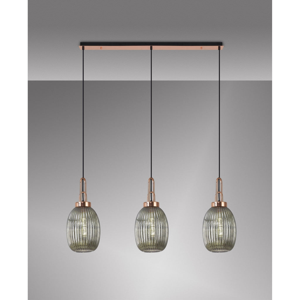 NLK06059 Amsterdam 3 Light Linear Pendant Copper Matt Black