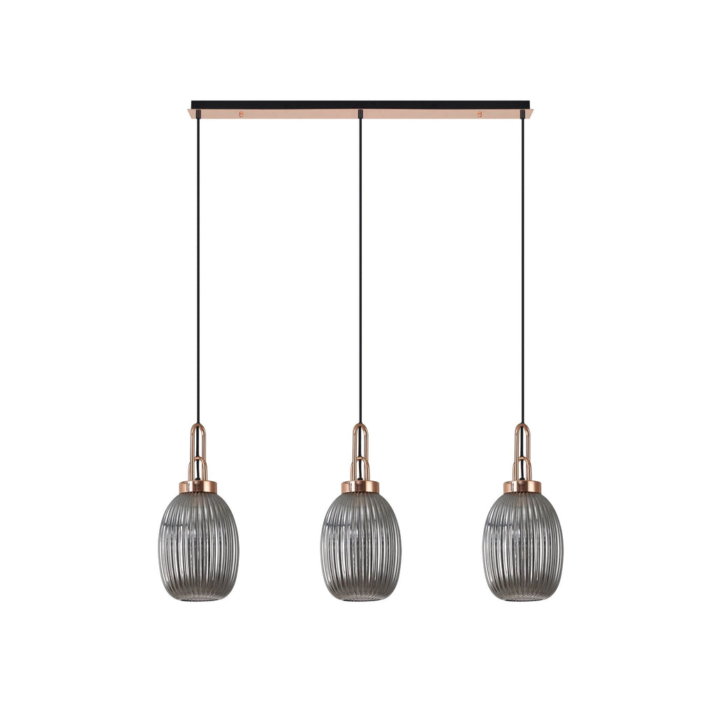NLK06059 Amsterdam 3 Light Linear Pendant Copper Matt Black