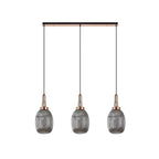 NLK06059 Amsterdam 3 Light Linear Pendant Copper Matt Black