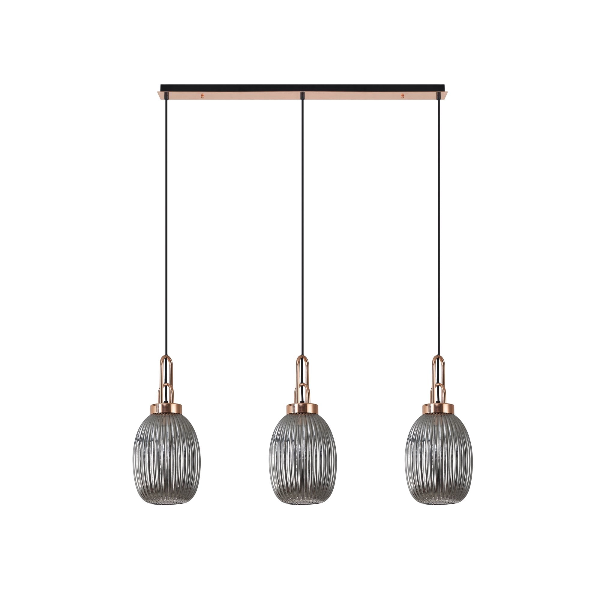 NLK06059 Amsterdam 3 Light Linear Pendant Copper Matt Black