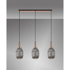 NLK06059 Amsterdam 3 Light Linear Pendant Copper Matt Black