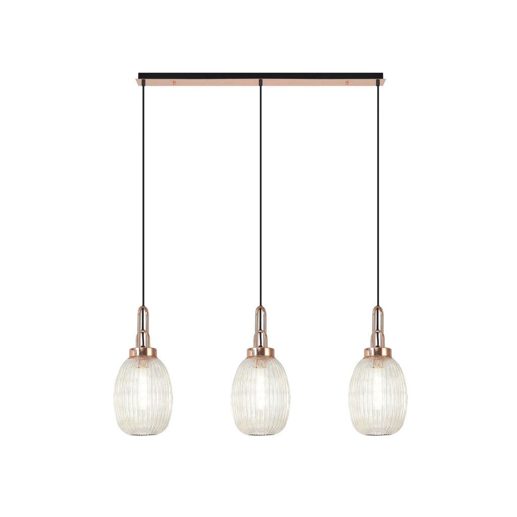NLK06069 Amsterdam 3 Light Linear Pendant Copper Matt Black
