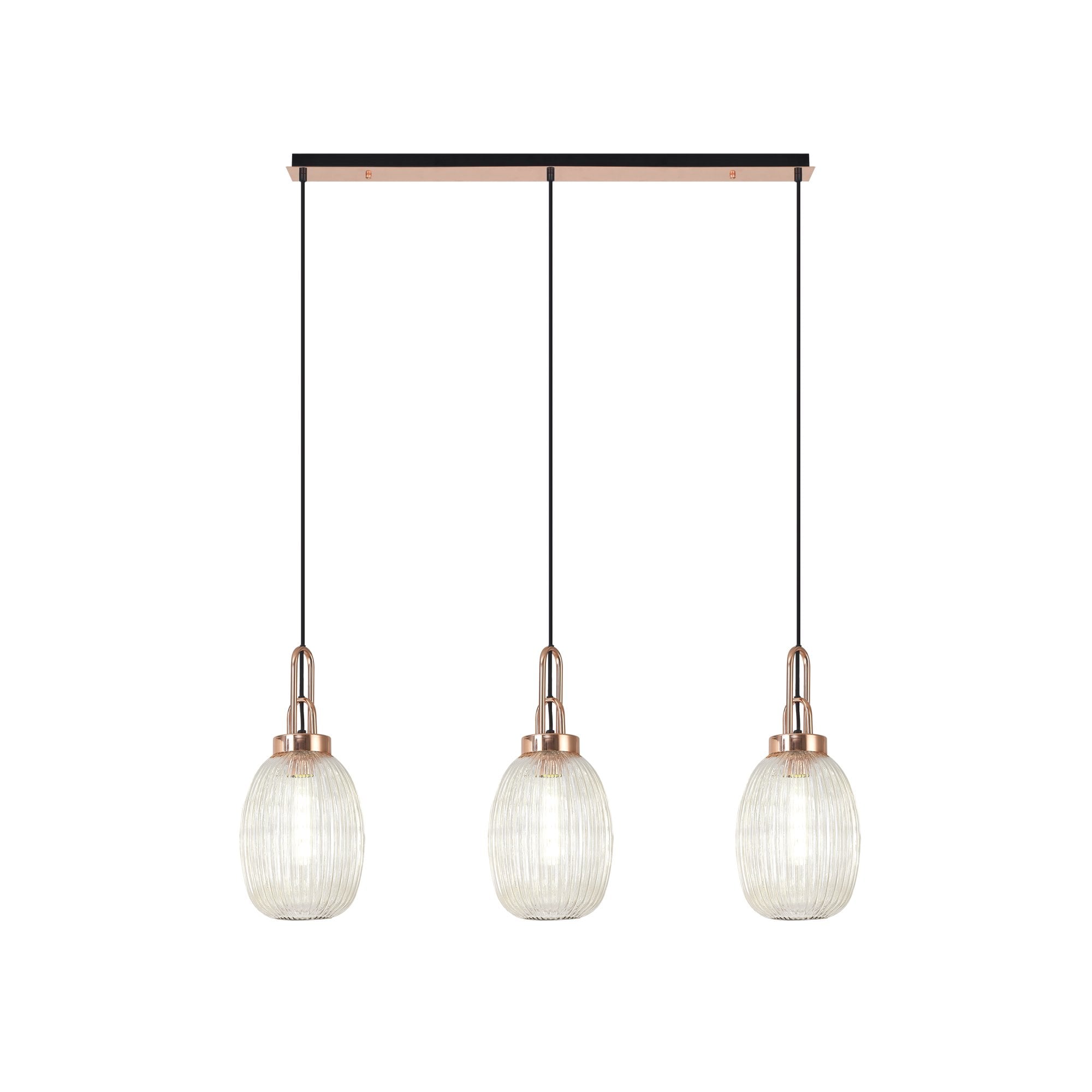 NLK06069 Amsterdam 3 Light Linear Pendant Copper Matt Black
