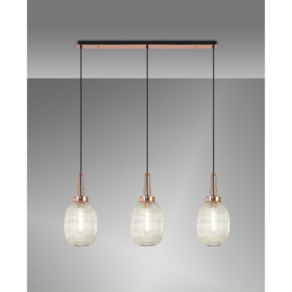 NLK06069 Amsterdam 3 Light Linear Pendant Copper Matt Black