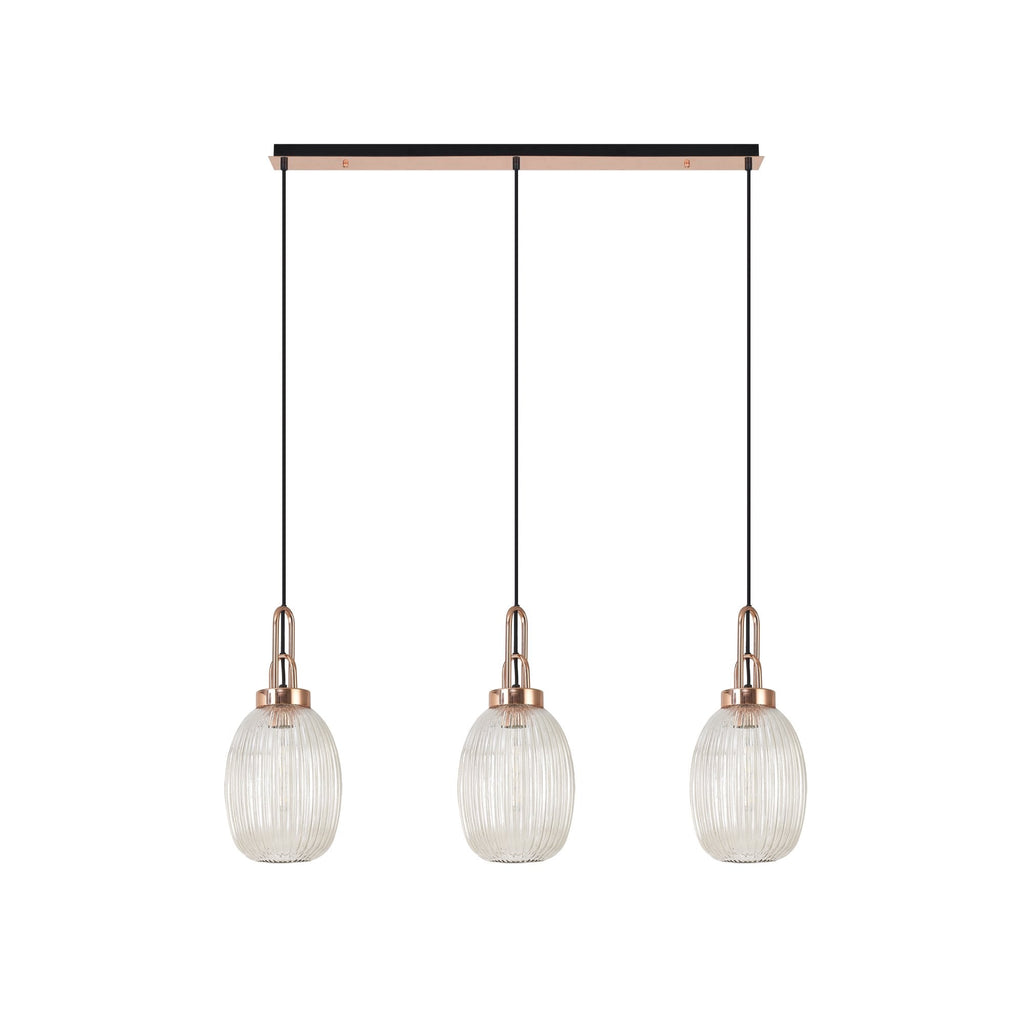 NLK06069 Amsterdam 3 Light Linear Pendant Copper Matt Black