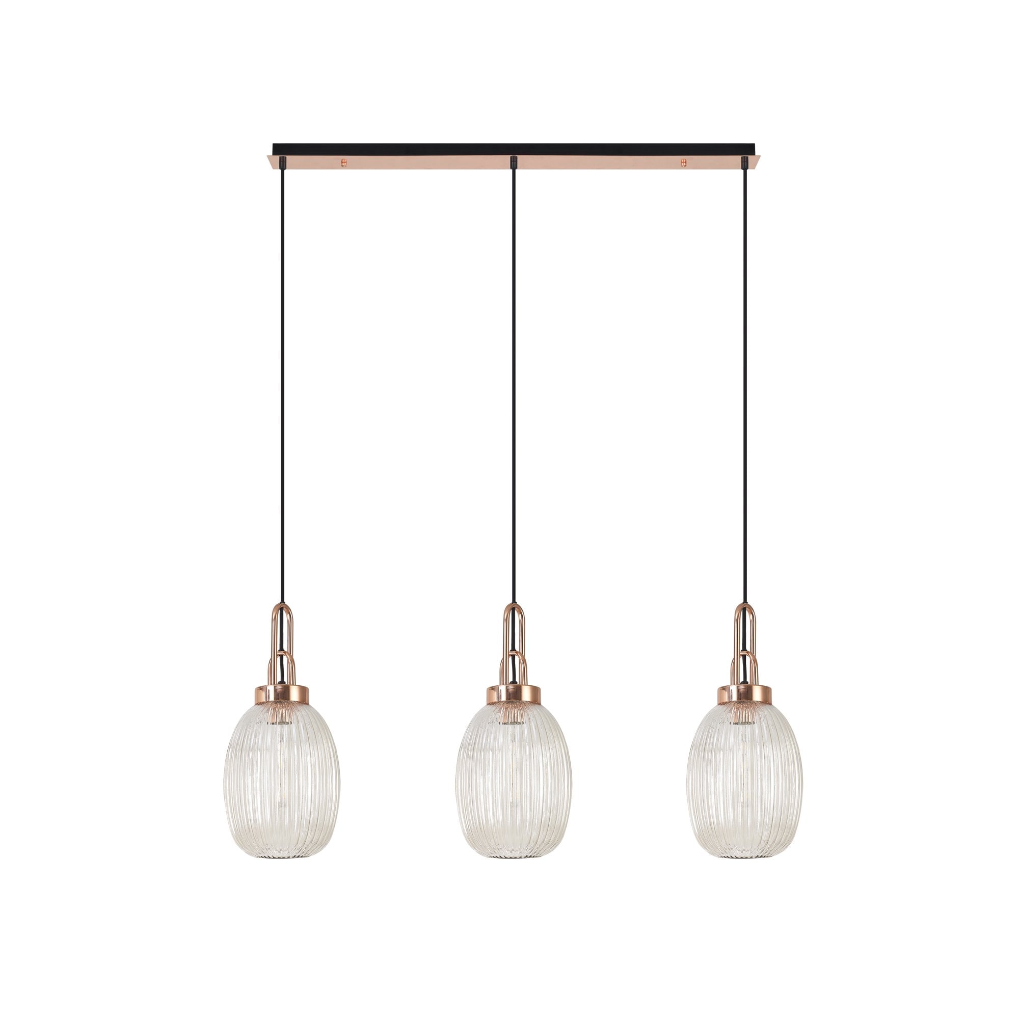 NLK06069 Amsterdam 3 Light Linear Pendant Copper Matt Black