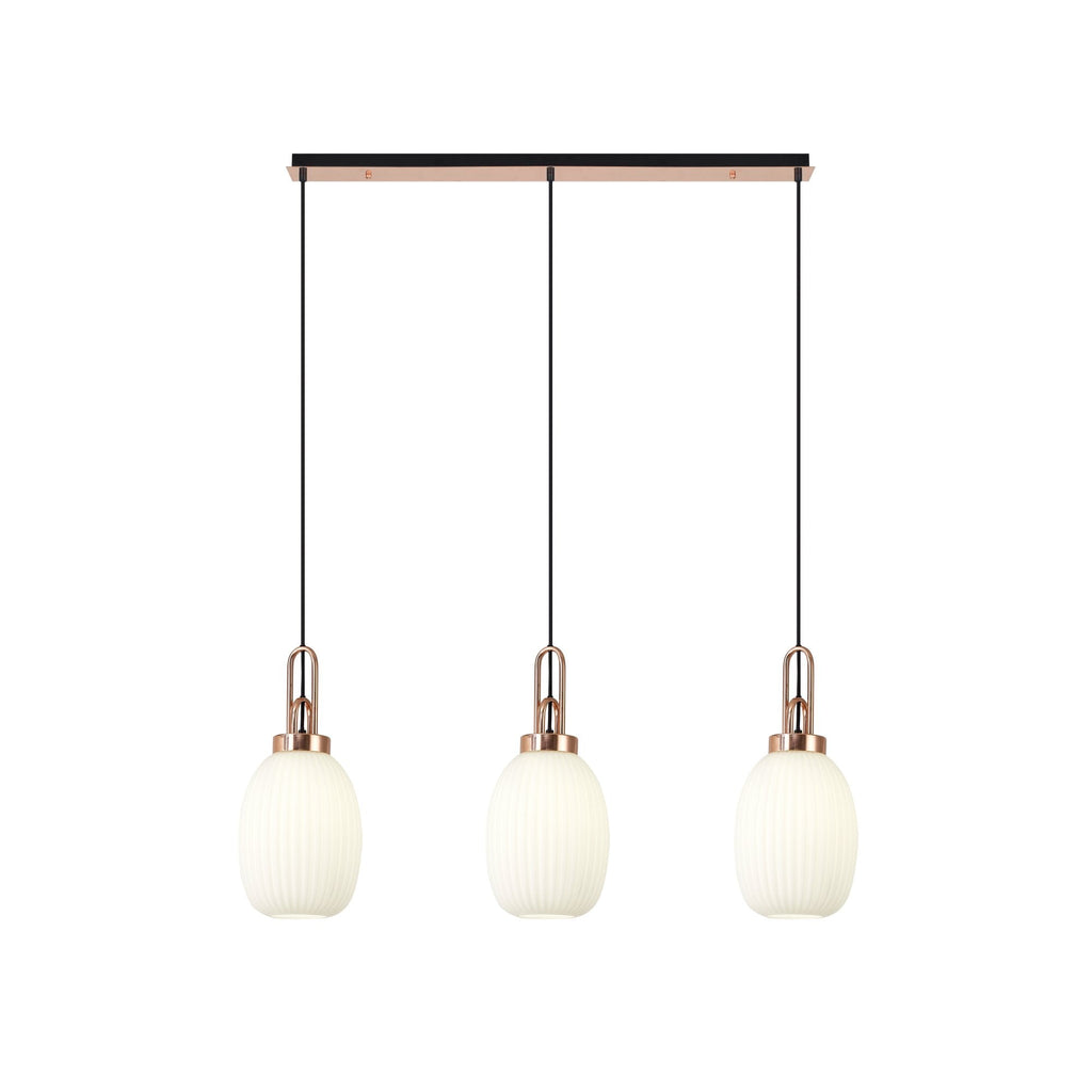 NLK06079 Amsterdam 3 Light Linear Pendant Copper Matt Black