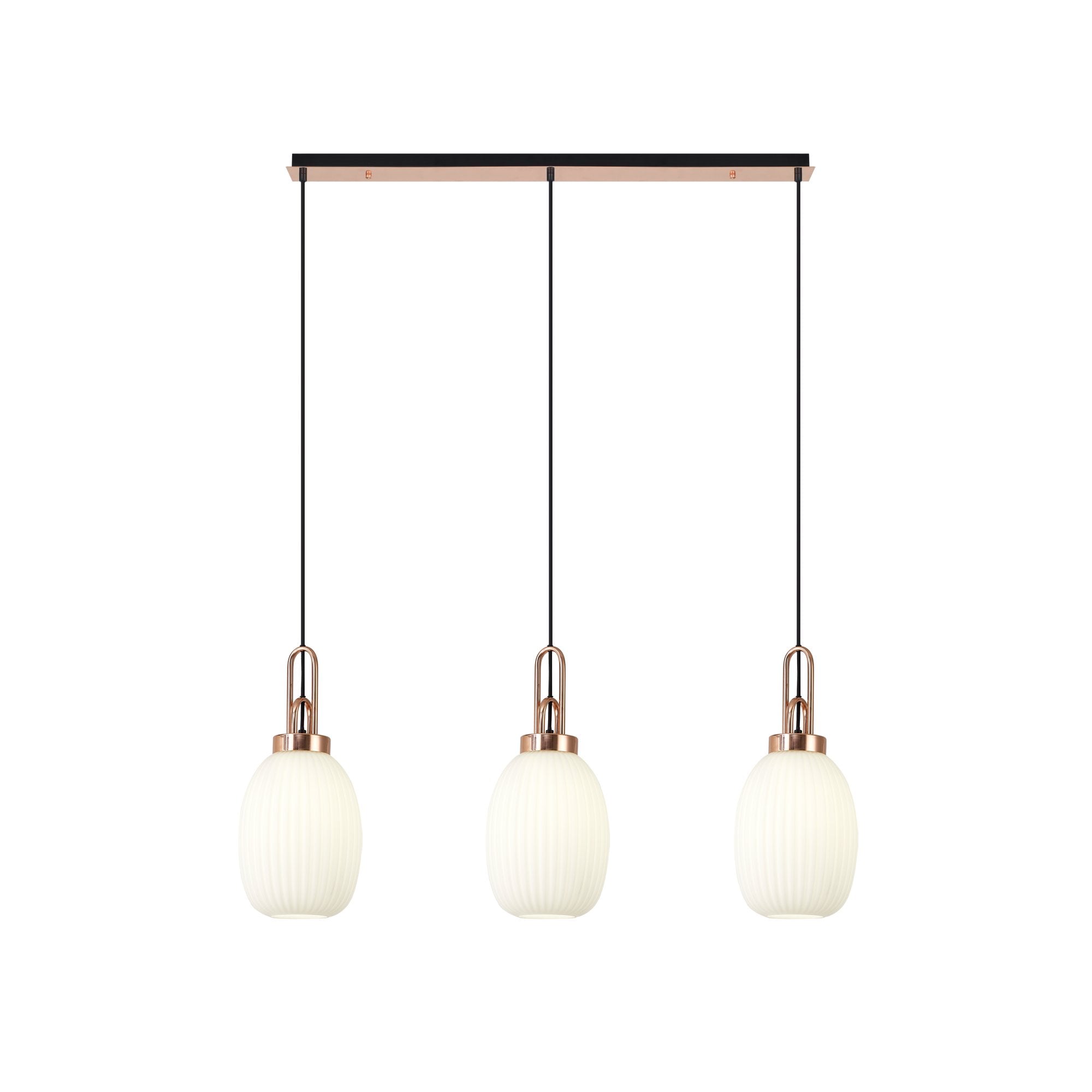 NLK06079 Amsterdam 3 Light Linear Pendant Copper Matt Black