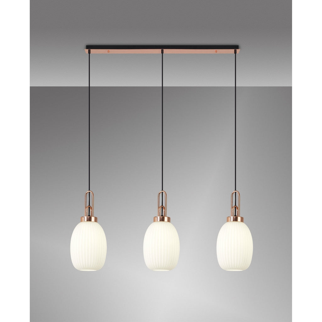 NLK06079 Amsterdam 3 Light Linear Pendant Copper Matt Black
