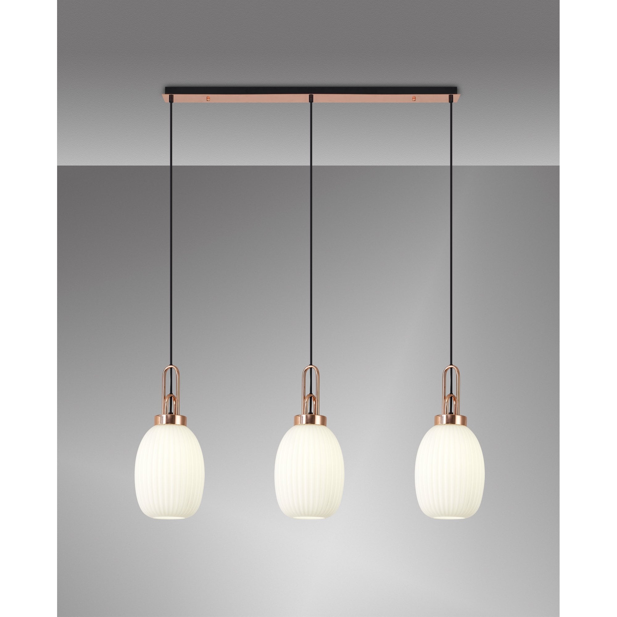 NLK06079 Amsterdam 3 Light Linear Pendant Copper Matt Black