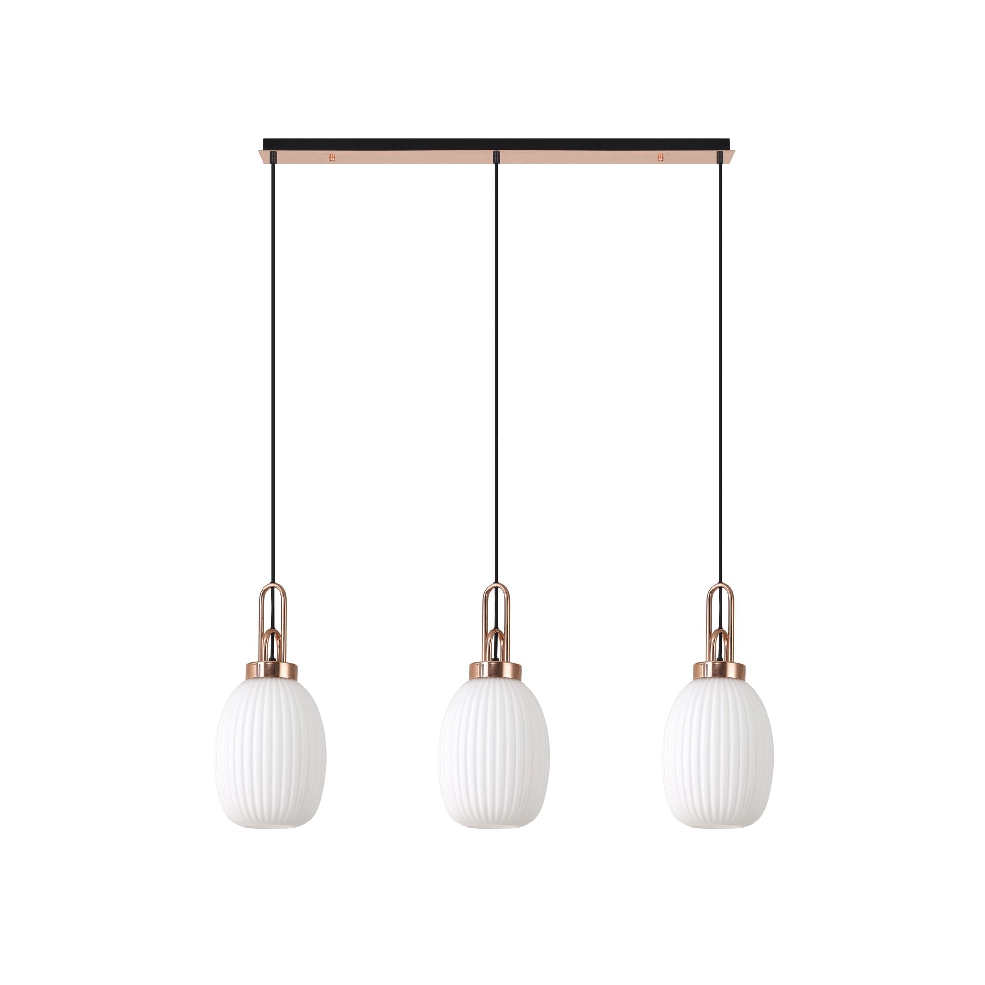 NLK06079 Amsterdam 3 Light Linear Pendant Copper Matt Black