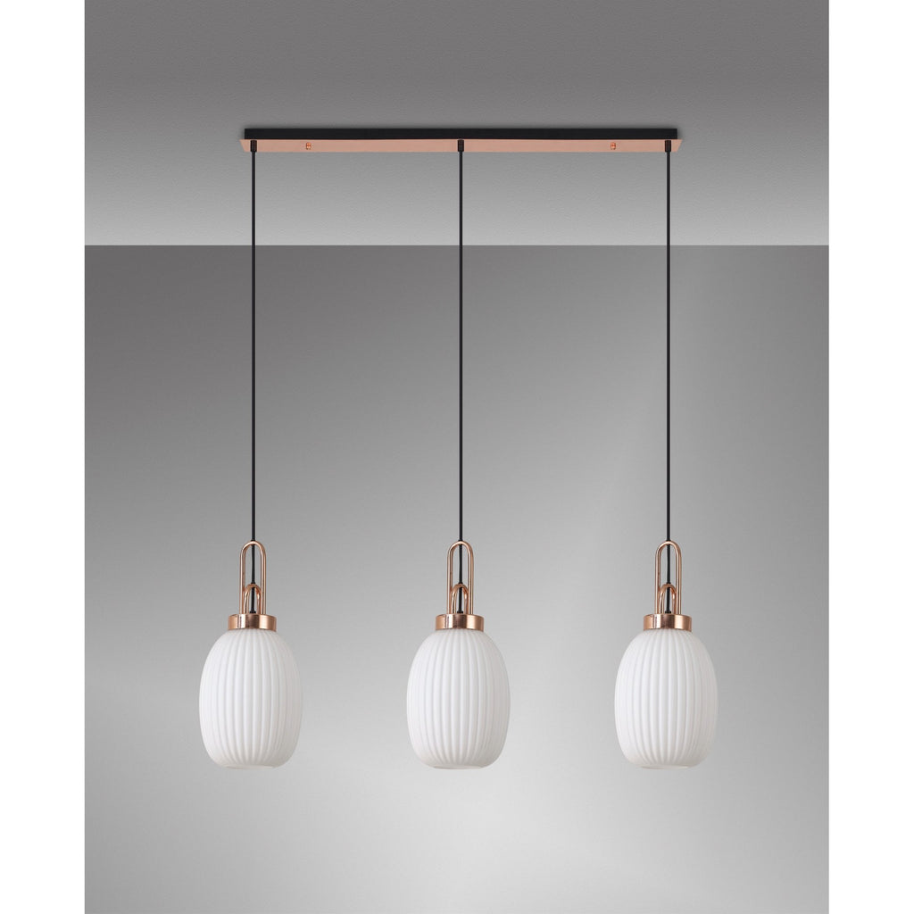 NLK06079 Amsterdam 3 Light Linear Pendant Copper Matt Black