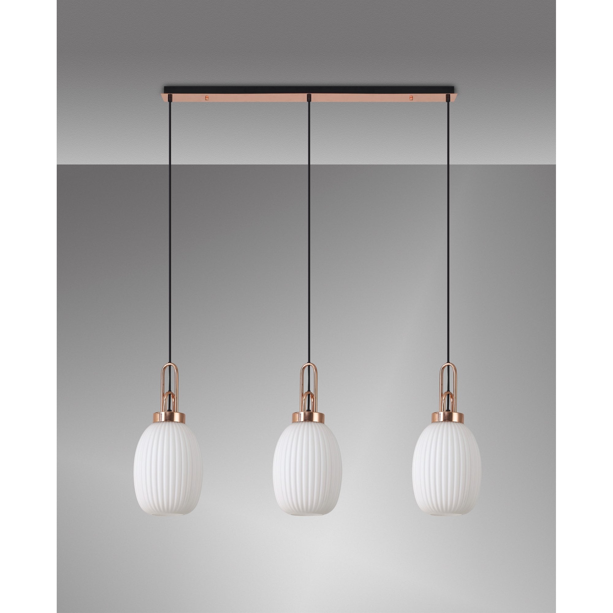 NLK06079 Amsterdam 3 Light Linear Pendant Copper Matt Black