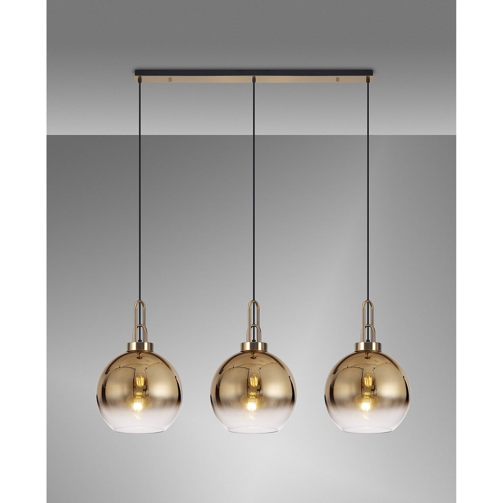 NLK06089 Acme 3 Light Linear Pendant Brass Gold Matt Black
