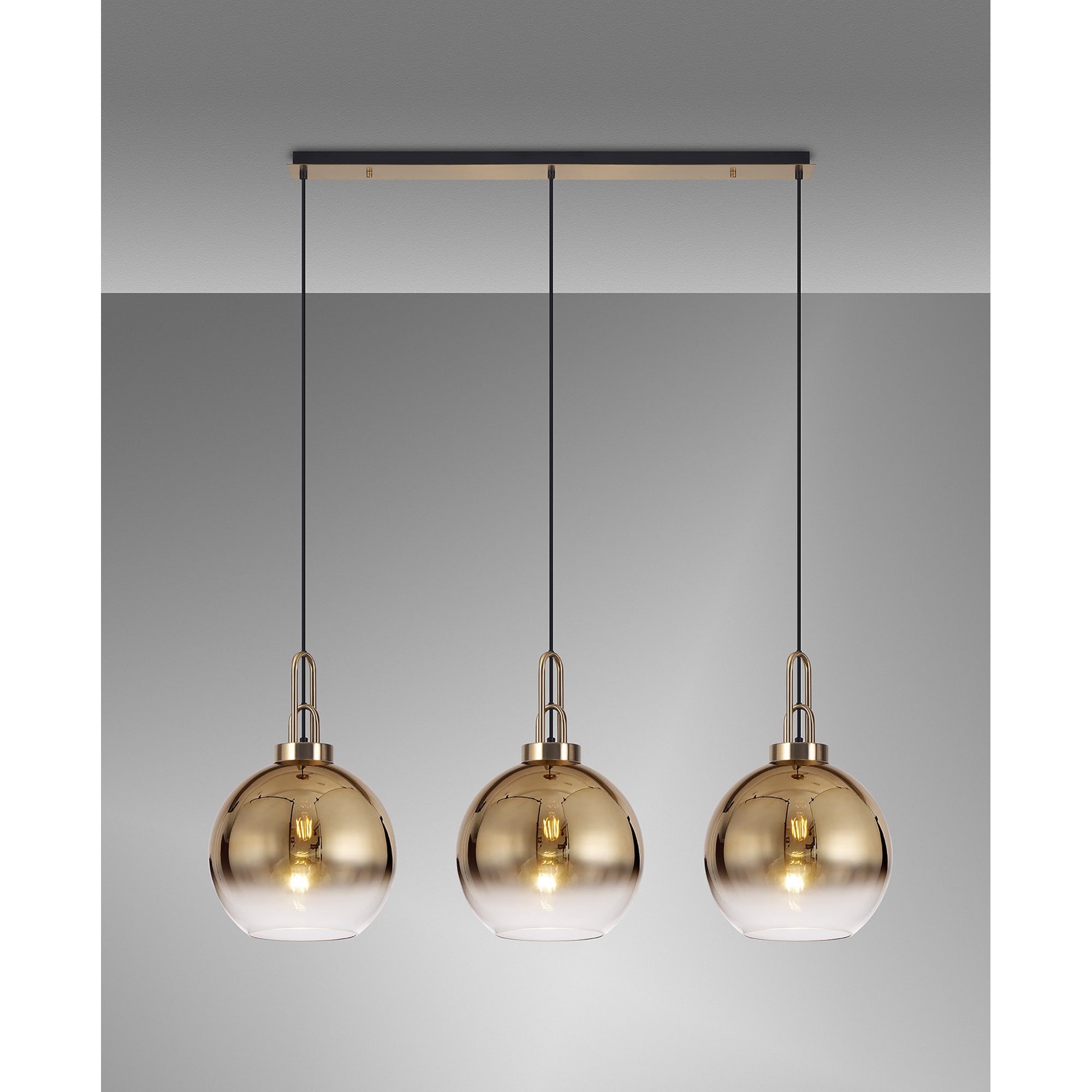 NLK06089 Acme 3 Light Linear Pendant Brass Gold Matt Black