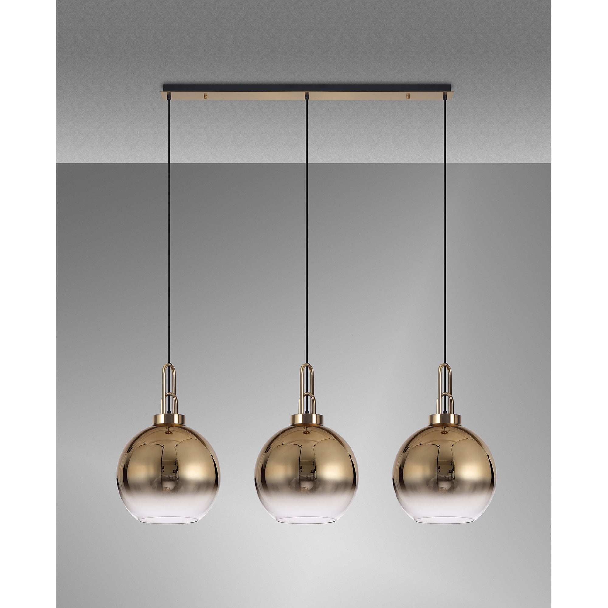 NLK06089 Acme 3 Light Linear Pendant Brass Gold Matt Black