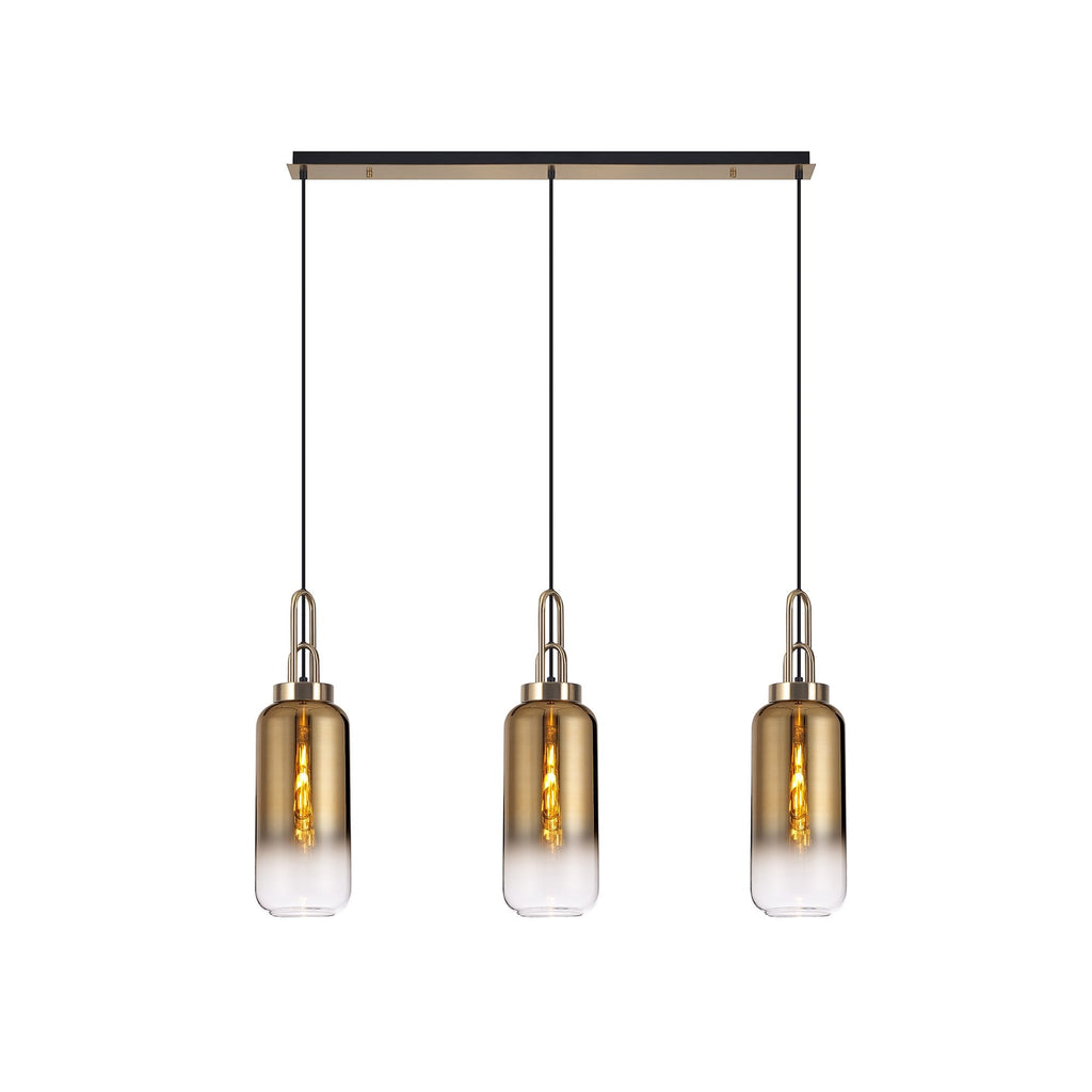NLK06099 Acme 3 Light Linear Pendant Brass Gold Matt Black