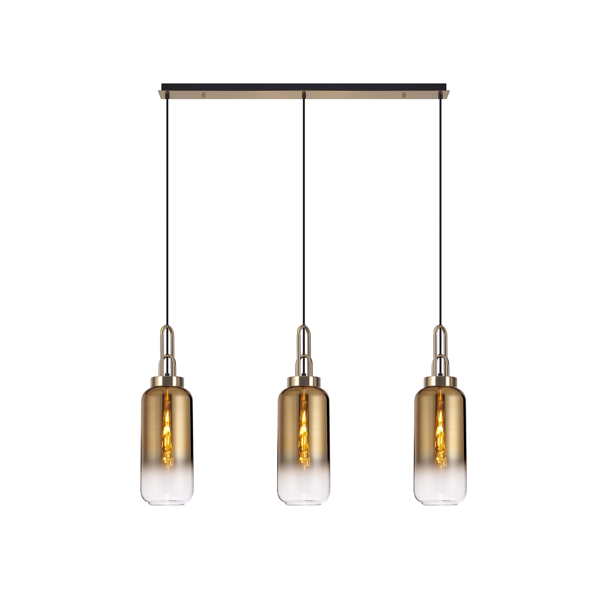 NLK06099 Acme 3 Light Linear Pendant Brass Gold Matt Black
