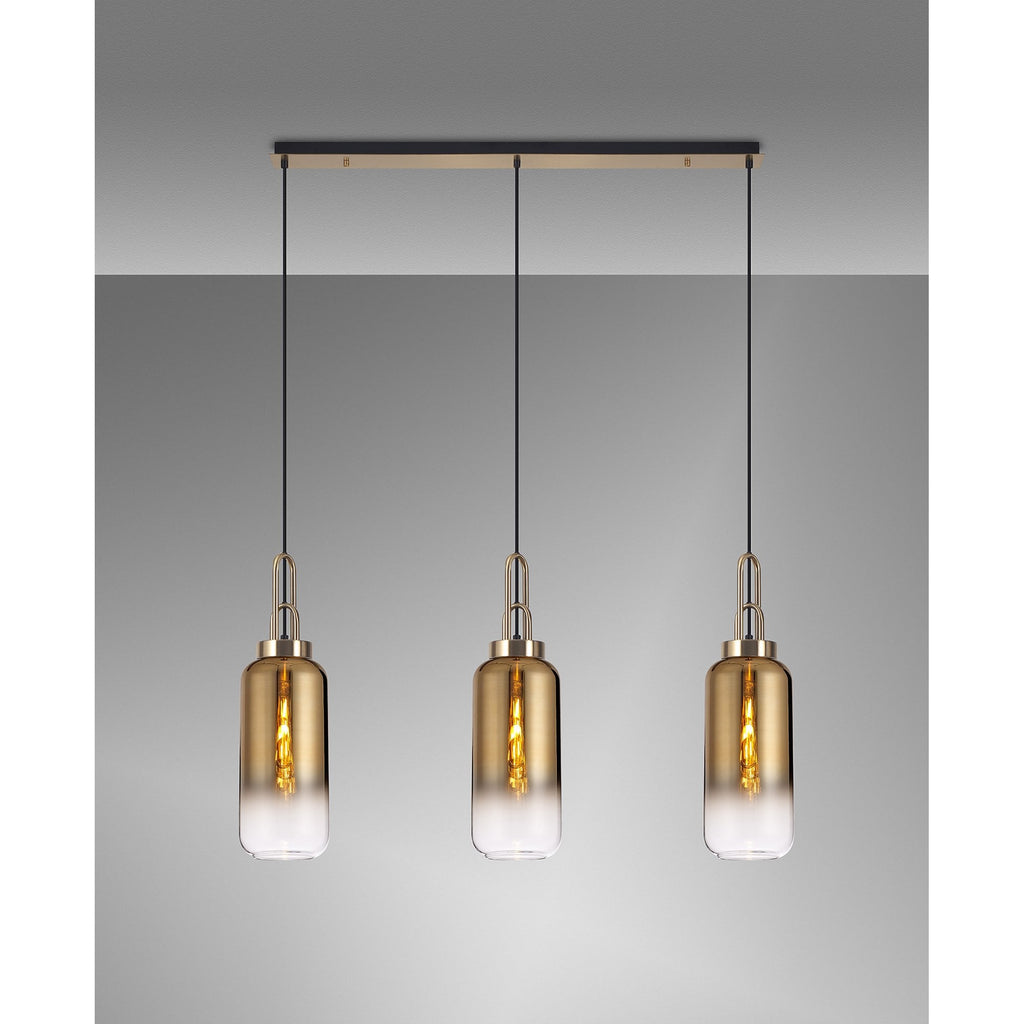 NLK06099 Acme 3 Light Linear Pendant Brass Gold Matt Black