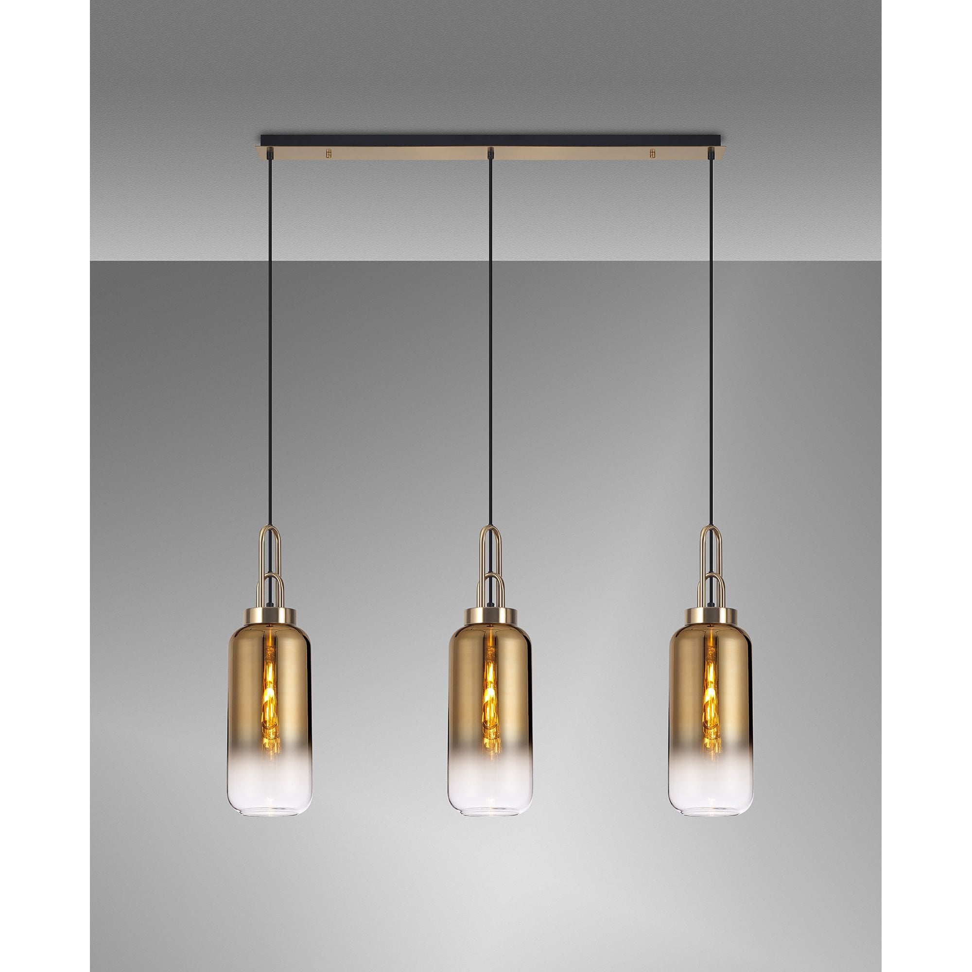 NLK06099 Acme 3 Light Linear Pendant Brass Gold Matt Black