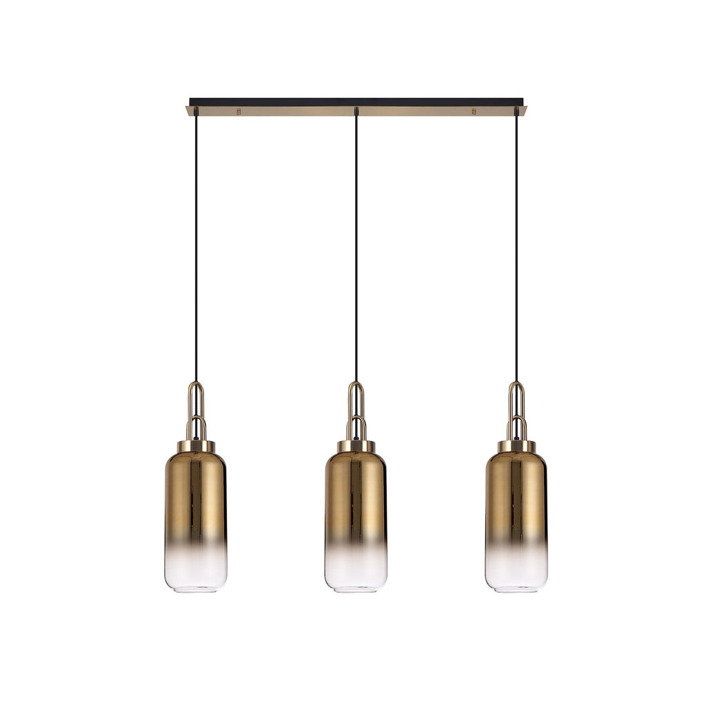 NLK06099 Acme 3 Light Linear Pendant Brass Gold Matt Black