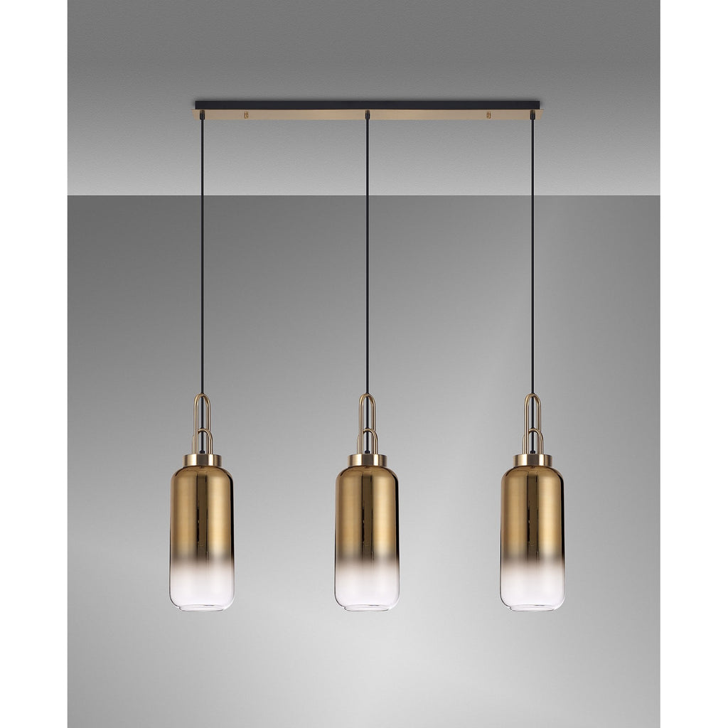 NLK06099 Acme 3 Light Linear Pendant Brass Gold Matt Black