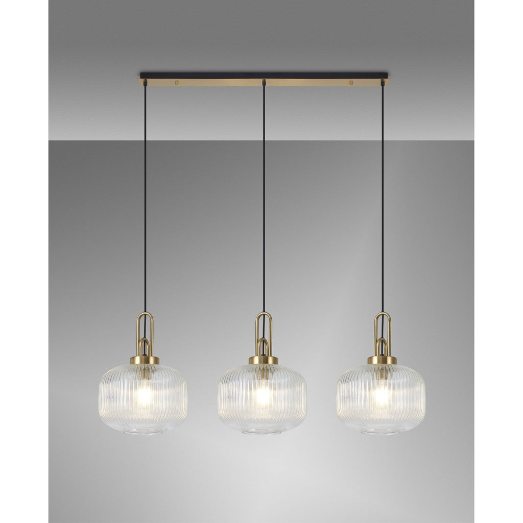 NLK06119 Acme 3 Light Linear Pendant Brass Gold Matt Black