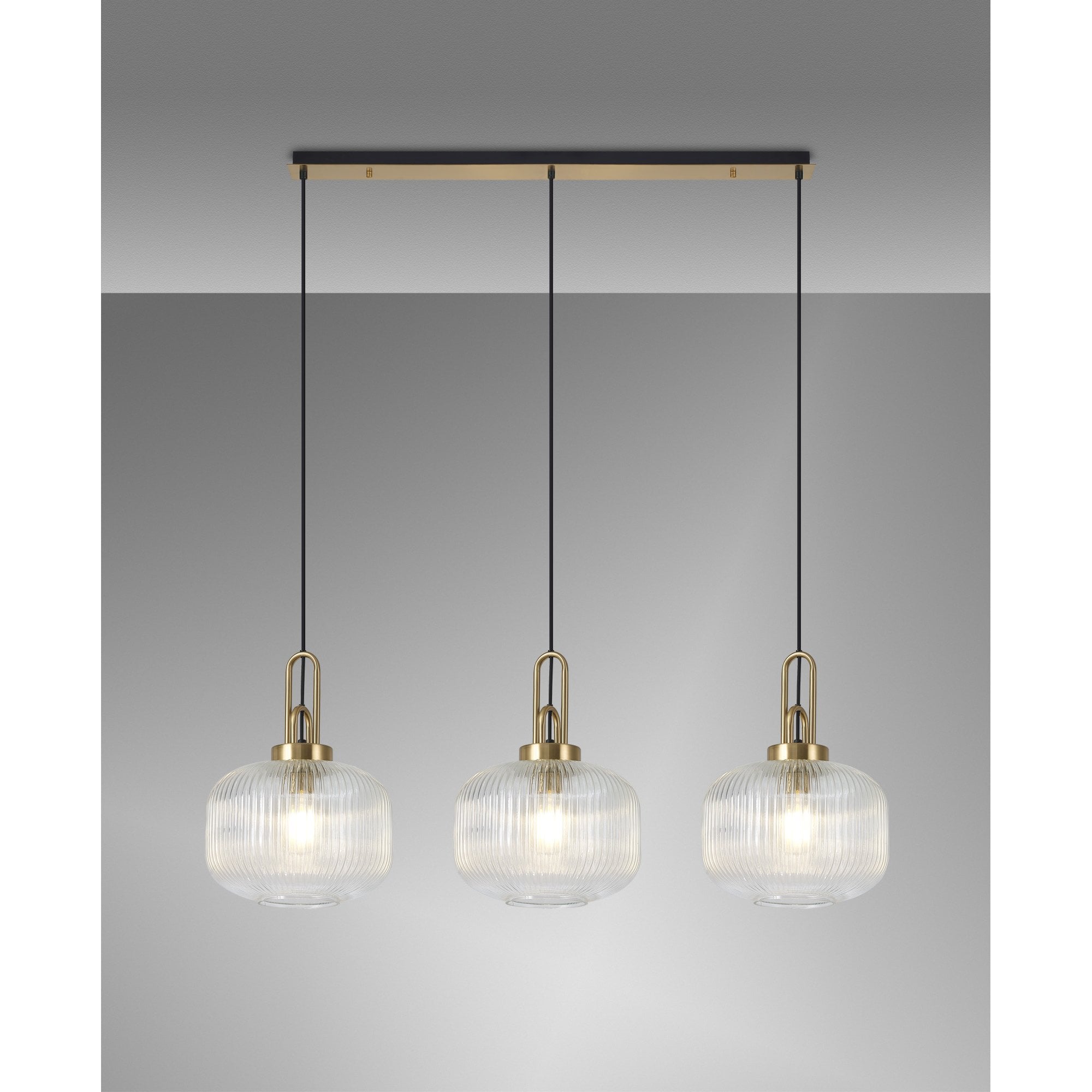 NLK06119 Acme 3 Light Linear Pendant Brass Gold Matt Black