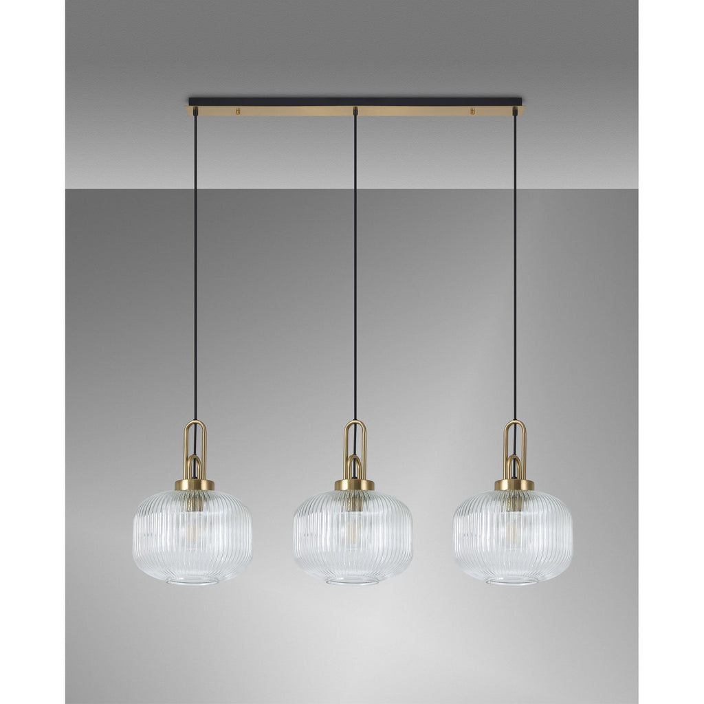 NLK06119 Acme 3 Light Linear Pendant Brass Gold Matt Black