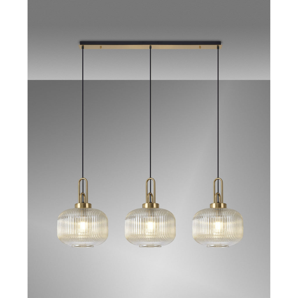 NLK06129 Acme 3 Light Linear Pendant Brass Gold Matt Black