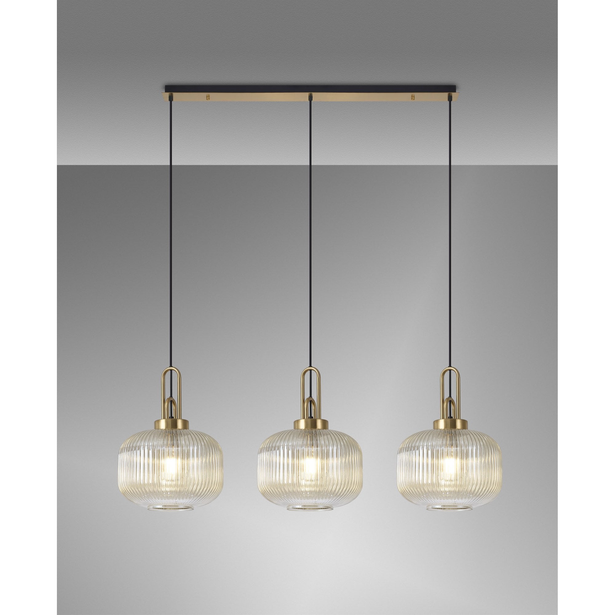 NLK06129 Acme 3 Light Linear Pendant Brass Gold Matt Black