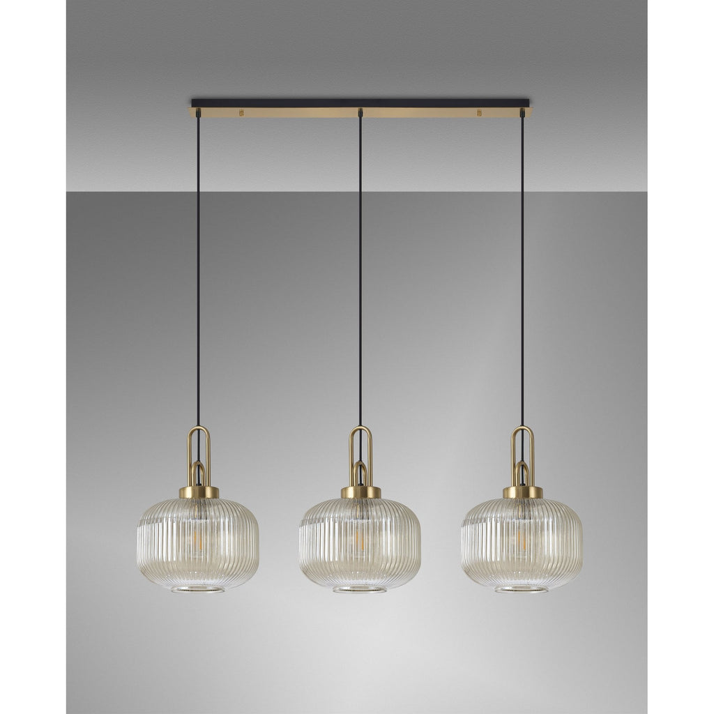 NLK06129 Acme 3 Light Linear Pendant Brass Gold Matt Black