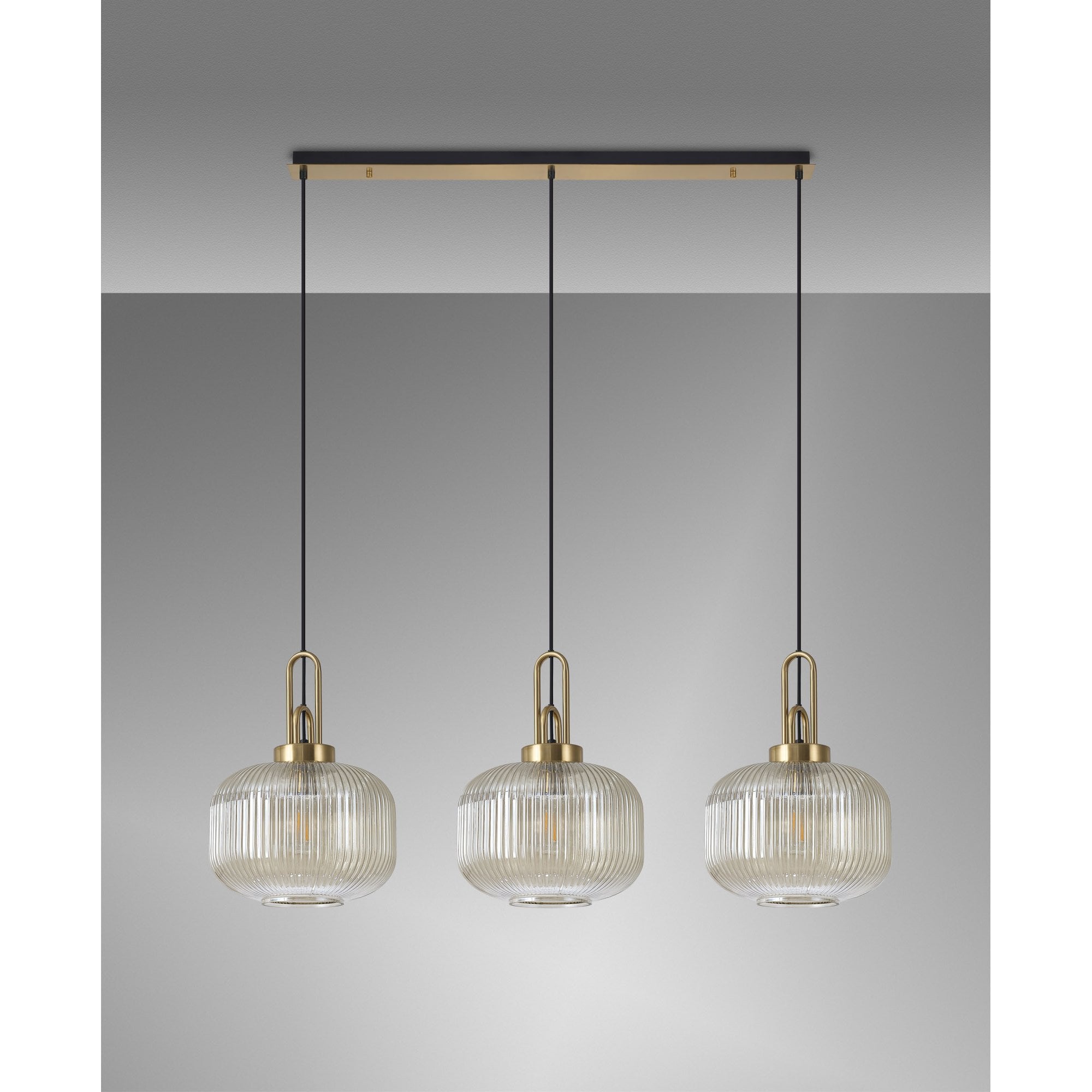 NLK06129 Acme 3 Light Linear Pendant Brass Gold Matt Black