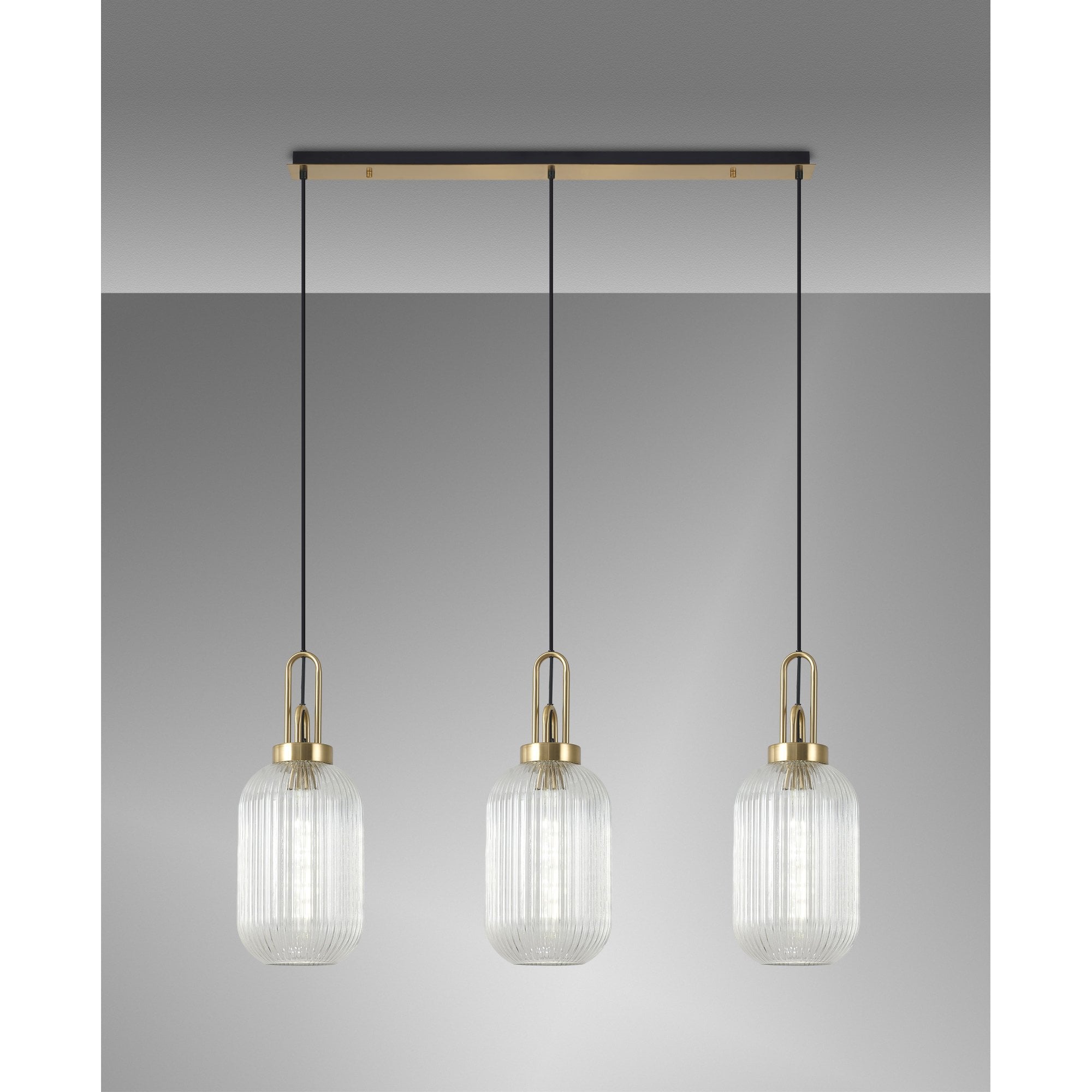 NLK06149 Acme 3 Light Linear Pendant Brass Gold Matt Black
