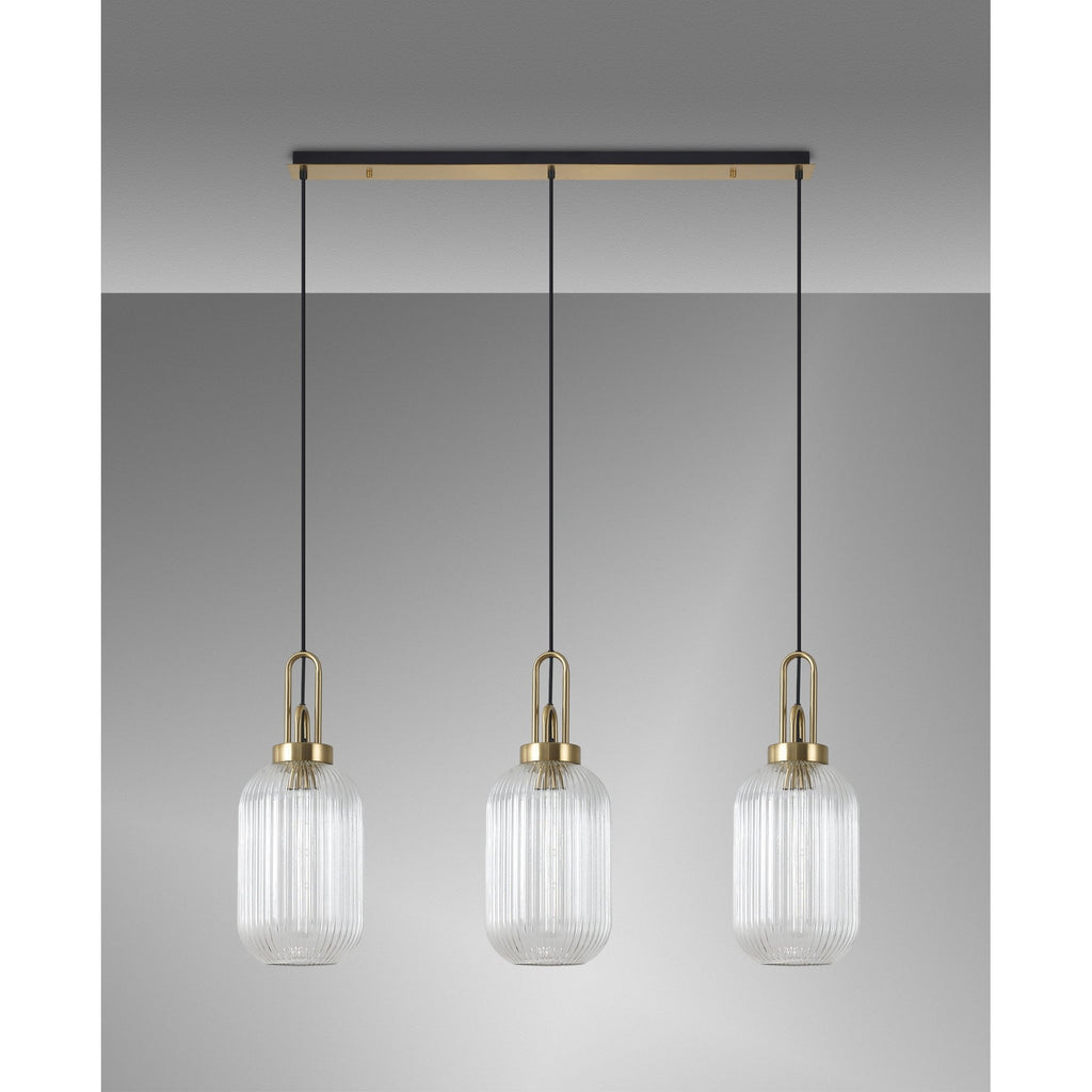 NLK06149 Acme 3 Light Linear Pendant Brass Gold Matt Black