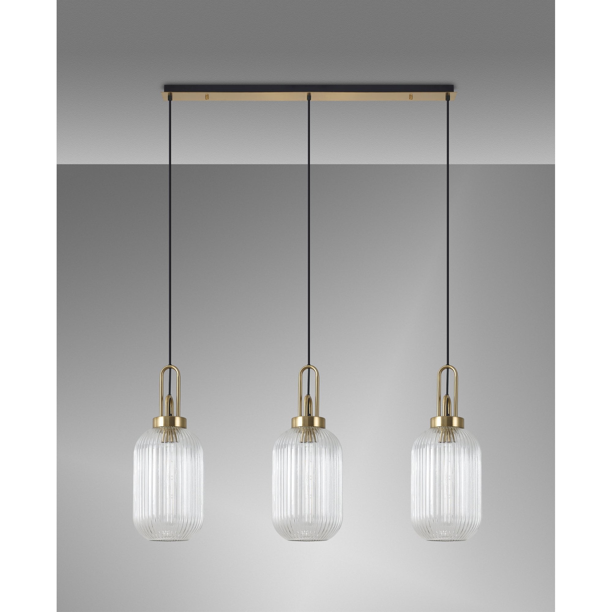 NLK06149 Acme 3 Light Linear Pendant Brass Gold Matt Black