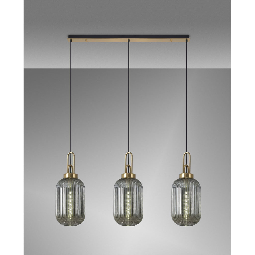 NLK06159 Acme 3 Light Linear Pendant Brass Gold Matt Black