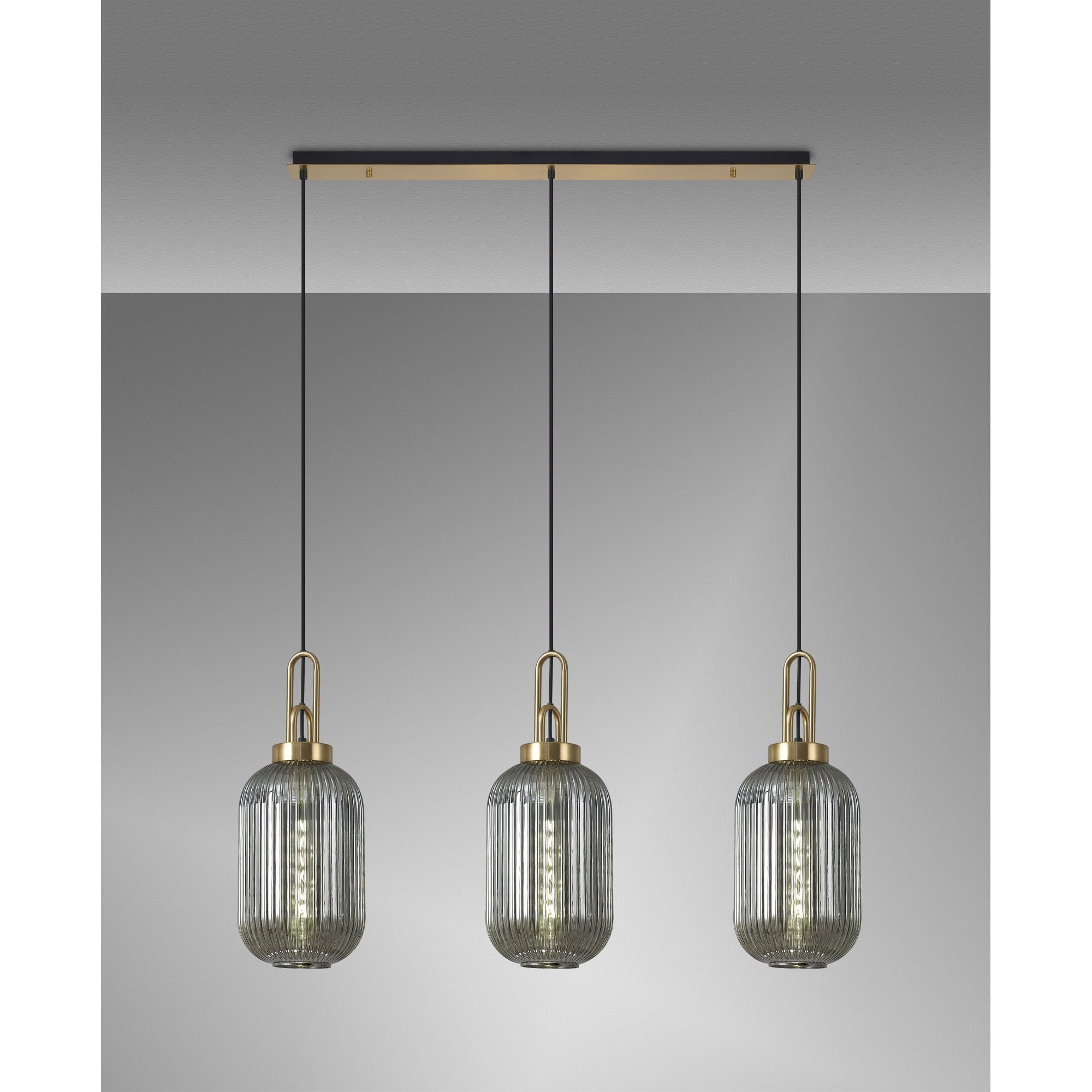 NLK06159 Acme 3 Light Linear Pendant Brass Gold Matt Black