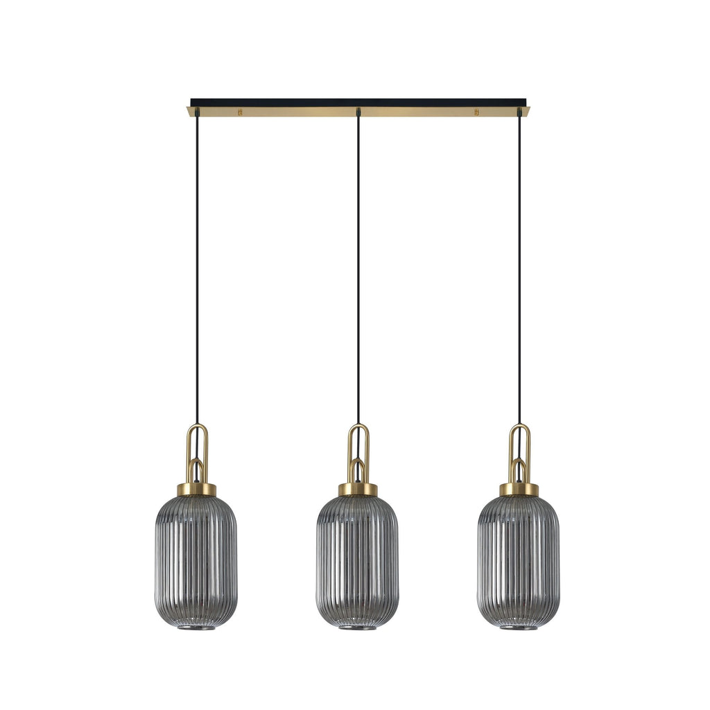 NLK06159 Acme 3 Light Linear Pendant Brass Gold Matt Black