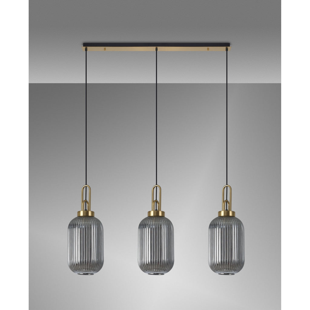 NLK06159 Acme 3 Light Linear Pendant Brass Gold Matt Black